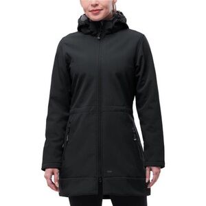 Women's Waterproof Softshell Long Rain Jacket with Hood Fleece Lined Windbreaker